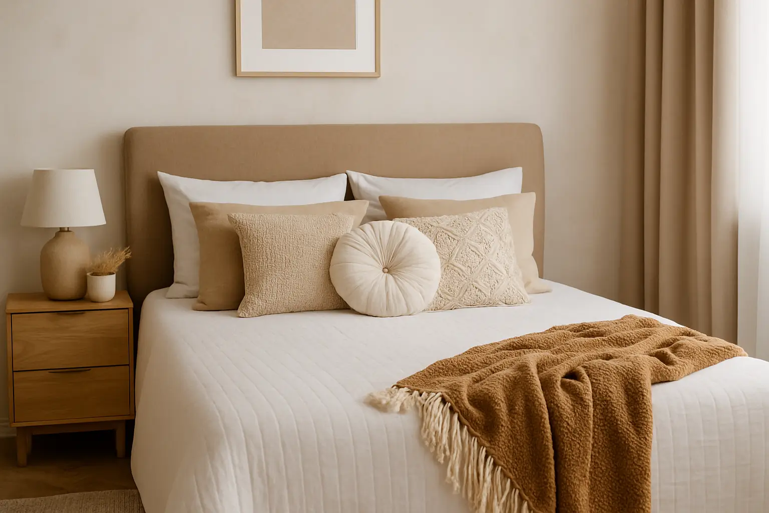 Łóżko udekorowane w stylu boho